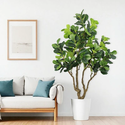 KWPZQEB 7FT H Artificial Banyan Tree, Large Faux Greenery With Natural Look Leaves, Tall Lush Faux Tree With Black Nursery Planter For Indoor, Outdoor 4 KWPZQEB 7FT H Artificial Banyan Tree, Large Faux Greenery With Natural Look Leaves, Tall Lush Faux Tree With Black Nursery Planter For Indoor, Outdoor - Image 2