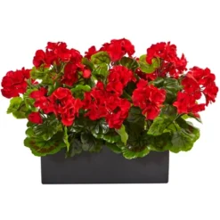 Nearly Natural Geranium Artificial Plant In Rectangular Planter, UV Resistant (Indoor/Outdoor), Red -Greenery Decor Store GUEST 02e0d77d 3f1a 4415 9930 c0ddf2f5c623