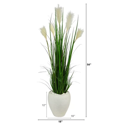Nearly Natural 4.5-ft Wheat Plum Grass Artificial Plant In White Planter 5 Nearly Natural 4.5-ft Wheat Plum Grass Artificial Plant In White Planter - Image 3