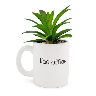 Silver Buffalo The Office "World's Best Boss" 3-Inch Ceramic Mini Planter With Artificial Succulent 3 Silver Buffalo The Office "World's Best Boss" 3-Inch Ceramic Mini Planter With Artificial Succulent
