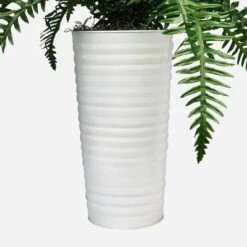 36" Artificial Ribbed Metal Planter Fern In Black Or White - LCG Florals -Greenery Decor Store GUEST 07056e6f cea3 4d72 9eb8 e77b5a6d157d