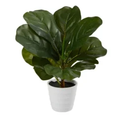 Nearly Natural 11-in Fiddle Leaf Artificial Plant In White Planter (Real Touch) -Greenery Decor Store GUEST 0ef42f67 4101 4987 8c76 eac04408039a