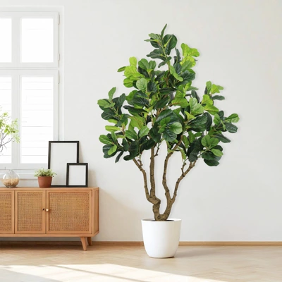 KWPZQEB 7FT H Artificial Banyan Tree, Large Faux Greenery With Natural Look Leaves, Tall Lush Faux Tree With Black Nursery Planter For Indoor, Outdoor 3 KWPZQEB 7FT H Artificial Banyan Tree, Large Faux Greenery With Natural Look Leaves, Tall Lush Faux Tree With Black Nursery Planter For Indoor, Outdoor