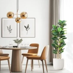 Whizmax Artificial Fiddle Leaf Fig Tree - Tall Faux Plant In White Planter, Realistic Greenery For Home & Office Decor, Fake Indoor Tree -Greenery Decor Store GUEST 11894ec6 a061 4252 8fed bd39bee9d0fe