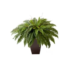 Nearly Natural 23-in Artificial Boston Fern Plant With Tapered Bronze Square Metal Planter DIY KIT -Greenery Decor Store GUEST 163bb880 c079 4426 a504 c15599c3604e