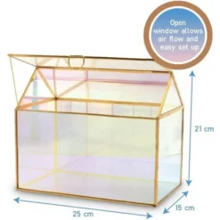 D'Eco Iridescent Glass House Planter Terrarium (10x6x8)- Tabletop Gold Geometric Terrarium - Home, Garden, Office Decor - Gift For Plant Lovers -Greenery Decor Store GUEST 1a28e929 ac4f 45d5 aa2d e3478d6a526d