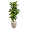 Nearly Natural 4-ft Artificial Dracaena Plant In Sand Colored Planter (Real Touch)