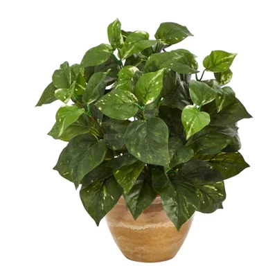 Nearly Natural 14-in Pothos Artificial Plant In Ceramic Planter 5 Nearly Natural 14-in Pothos Artificial Plant In Ceramic Planter - Image 3