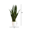 Nearly Natural 2-ft UV Resistant Artificial Sansevieria Snake Plant In White Decorative Planter (Indoor/Outdoor)