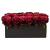 Nearly Natural 6-in Dozen Silk Roses In Ceramic Rectangular Planter