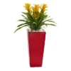 Nearly Natural Triple Bromeliad Artificial Plant In Red Planter, Red -Greenery Decor Store GUEST 31f207f5 a52a 4ec9 af34 144ed2433c6c
