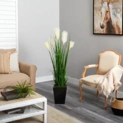 Nearly Natural 4.5-ft Wheat Plum Grass Artificial Plant In Black Metal Planter -Greenery Decor Store GUEST 3240332c 39b6 46b7 a714 1cbd3f13e72f