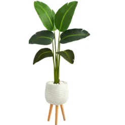 Nearly Natural 5-ft Travelers Palm Artificial Plant In White Planter With Stand (Real Touch) 9 Nearly Natural 5-ft Travelers Palm Artificial Plant In White Planter With Stand (Real Touch) -Greenery Decor Store GUEST 343926f4 14cb 4177 9abb e3ed29511799