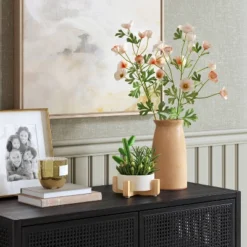 Artificial Succulent Wood Planter - Threshold™: Faux Greenery, Indoor Stoneware Pot Decor