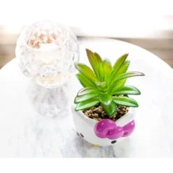 Silver Buffalo Sanrio Hello Kitty Face 3-Inch Ceramic Mini Planter With Artificial Succulent -Greenery Decor Store GUEST 3844a439 6d18 4ff4 8de6 82aa1cba52f6