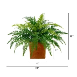 Nearly Natural 22-in Artificial Fern Plant In Decorative Planter -Greenery Decor Store GUEST 38f4157d aa01 4e4a bf37 7400e7803163