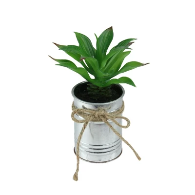 Northlight 7" Tropical Artificial Foliage In Tin Planter - Green/Silver 3 Northlight 7" Tropical Artificial Foliage In Tin Planter - Green/Silver