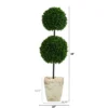 Nearly Natural 4-ft Boxwood Double Ball Artificial Topiary Tree In Country White Planter UV Resistant (Indoor/Outdoor)