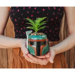 Silver Buffalo Star Wars Boba Fett Helmet 3-Inch Ceramic Mini Planter With Artificial Succulent -Greenery Decor Store GUEST 3fd9eab7 3ff0 4745 85ca adffc91a5d59