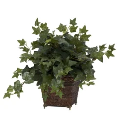 Nearly Natural 17-in Puff Ivy W/Coiled Rope Planter Silk Plant