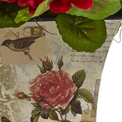 11" Geranium Flowering Silk Plant With Floral Planter (Set Of 2) - Nearly Natural 4 11" Geranium Flowering Silk Plant With Floral Planter (Set Of 2) - Nearly Natural - Image 2