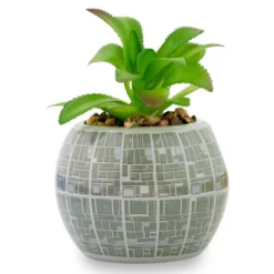 Silver Buffalo Star Wars Death Star 3-Inch Ceramic Mini Planter With Artificial Succulent