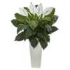 Nearly Natural 3-ft Spathiphyllum Artificial Plant In White Tower Planter -Greenery Decor Store GUEST 4acda4a0 52a3 4a1f 89ae 17f699ad7e4f