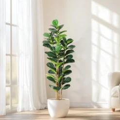 Whizmax Artificial Fiddle Leaf Fig Tree, Faux Trees With Fake Plants Fiddle Leaves Greenery With White Tall Planter For Home Office Decor -Greenery Decor Store GUEST 4c0364b3 7f68 4e71 93f9 1df8e084fb9b