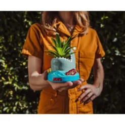 Silver Buffalo JAWS Shark 4-Inch Ceramic Mini Planter With Artificial Succulent -Greenery Decor Store GUEST 52ee0bee 948b 4586 8748 d5e724241bc2