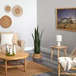 Nearly Natural 46-in Sansevieria Artificial Plant In Boho Chic Handmade Cotton & Jute Gray Woven Planter -Greenery Decor Store GUEST 53a16872 5b55 4836 9849 2ecd838388e9