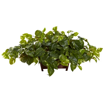 Nearly Natural Pothos With Rectangle Decorative Planter 4 Nearly Natural Pothos With Rectangle Decorative Planter - Image 2