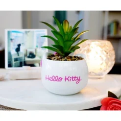 Silver Buffalo Sanrio Hello Kitty Face 3-Inch Ceramic Mini Planter With Artificial Succulent -Greenery Decor Store GUEST 639cc4bf 0905 42f9 aa89 da4bc73dbb44