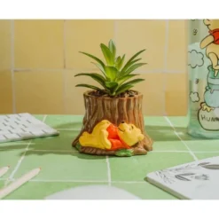 Silver Buffalo Disney Winnie The Pooh Tree Stump 5-Inch Planter With Artificial Succulent -Greenery Decor Store GUEST 6414a468 746c 47d5 9446 dd13acafeb33