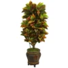 Nearly Natural 5.5-ft Croton Artificial Plant In Decorative Planter (Real Touch)
