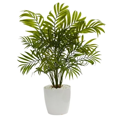 Nearly Natural 19.5-in Palms In White Planter Artificial Plant (Set Of 2) 3 Nearly Natural 19.5-in Palms In White Planter Artificial Plant (Set Of 2)