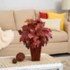 Nearly Natural 19-in Autumn Maple Leaf Artificial Plant In Decorative Planter