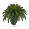 Nearly Natural 2.5-ft Boston Fern Artificial Plant In Gray Planter