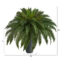 Nearly Natural 2.5-ft Boston Fern Artificial Plant In Gray Planter