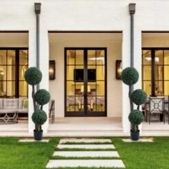 1pc Topiary Trees Artificial Outdoor, 35"/45" Milan Grass Ball Topiary Trees, Fake Greenery Tree With Planter Pot For Home, Office, Porch Decor -Greenery Decor Store GUEST 6be44a4b 8252 4192 b560 1388a92dfa42