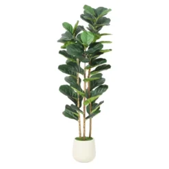 Whizmax Artificial Fiddle Leaf Fig Tree - Tall Faux Plant In White Planter, Realistic Greenery For Home & Office Decor, Fake Indoor Tree -Greenery Decor Store GUEST 70504414 bd13 4580 895a 27c57efe95a2