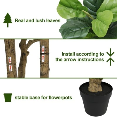 KWPZQEB 7FT H Artificial Banyan Tree, Large Faux Greenery With Natural Look Leaves, Tall Lush Faux Tree With Black Nursery Planter For Indoor, Outdoor 9 KWPZQEB 7FT H Artificial Banyan Tree, Large Faux Greenery With Natural Look Leaves, Tall Lush Faux Tree With Black Nursery Planter For Indoor, Outdoor - Image 7