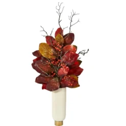 Nearly Natural 38-in Autumn Magnolia Leaf With Berries Artificial Plant In Cream Planter With Gold Base 7 Nearly Natural 38-in Autumn Magnolia Leaf With Berries Artificial Plant In Cream Planter With Gold Base -Greenery Decor Store GUEST 75861a6b f4fd 46ca a18f c4269ae6a364