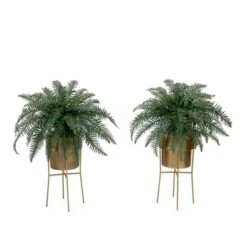 Nearly Natural 34-in Artificial River Fern Plant In Metal Planter With Stand DIY KIT (Set Of 2) -Greenery Decor Store GUEST 7ccdfe0c 059b 4b38 9c25 10a7937d57f7