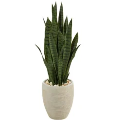 Nearly Natural 40-in Artificial Sansevieria Snake Plant In Sand Colored Planter -Greenery Decor Store GUEST 7d2d93f8 d565 46b5 9bba 7afde3b43433
