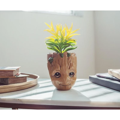 Silver Buffalo Marvel Guardians Of The Galaxy Groot 4.8 X 4.25 X 7.6 Inch Ceramic Planter W/ Artificial Plant 3 Silver Buffalo Marvel Guardians Of The Galaxy Groot 4.8 X 4.25 X 7.6 Inch Ceramic Planter W/ Artificial Plant