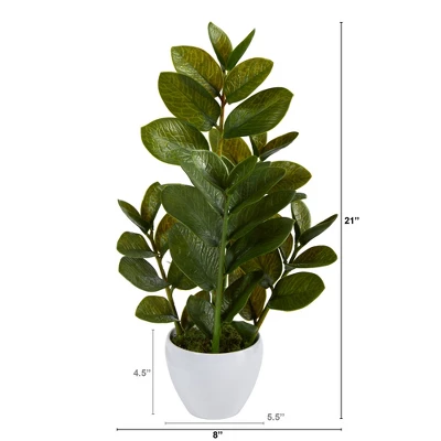 Nearly Natural 22-in Zamioculcas Artificial Plant In White Planter 3 Nearly Natural 22-in Zamioculcas Artificial Plant In White Planter