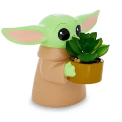 Silver Buffalo Star Wars: The Mandalorian Grogu Ceramic 4 Inch Mini Planter With Artificial Succulent