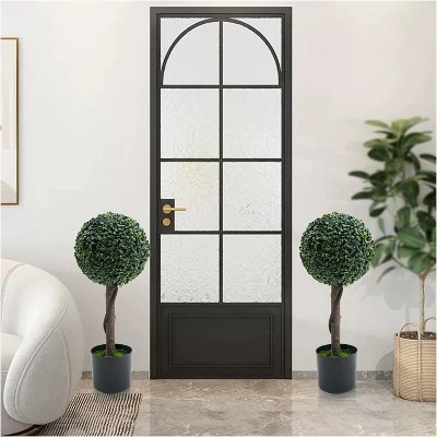 2pcs Topiary Trees Artificial Outdoor, 24" Milan Grass Ball Topiary Trees, Fake Greenery Tree With Planter Pot For Home, Office 6 2pcs Topiary Trees Artificial Outdoor, 24" Milan Grass Ball Topiary Trees, Fake Greenery Tree With Planter Pot For Home, Office - Image 4