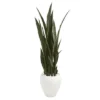 Nearly Natural 51” Sansevieria Artificial Plant In White Planter