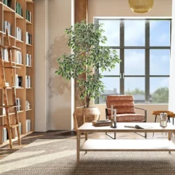 6ft Artificial Ficus Tree,Tall Faux Floor Plant With White Tall Planter White-Edged Leaves,Faux Greenery Tree For Garden Decor -Greenery Decor Store GUEST 9aff33d2 ed6a 4dd1 b9ce 8c176509ee59